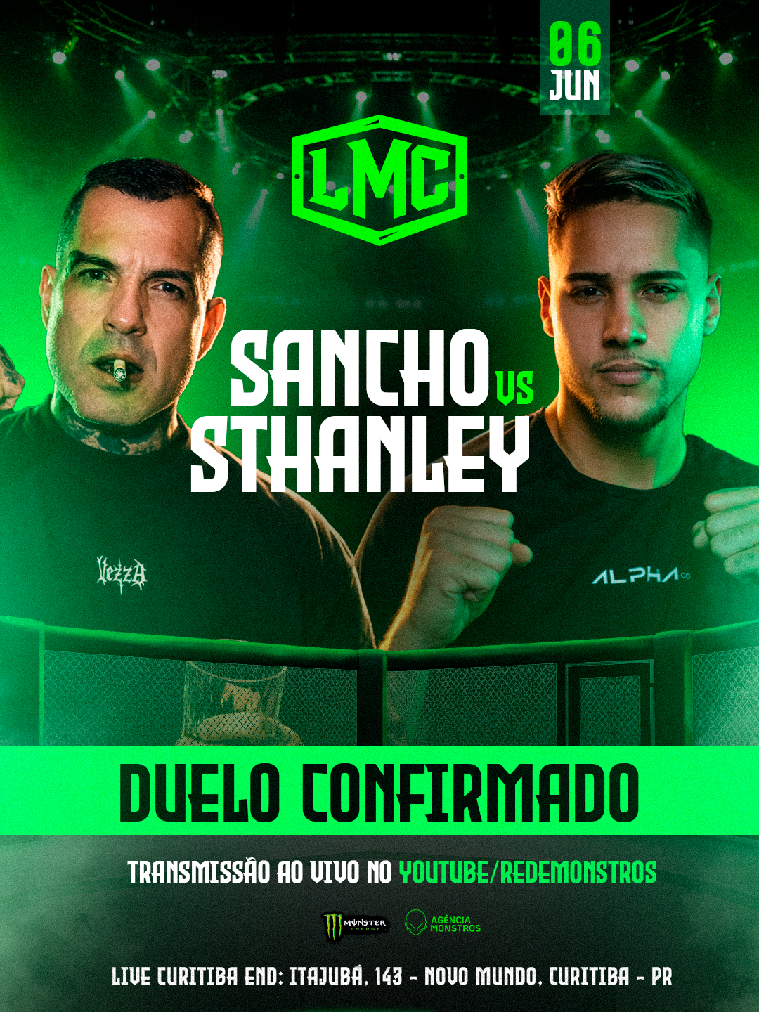 Luta Confirmada, Liga Monstro Combate, Curitiba 06 Jun 2026