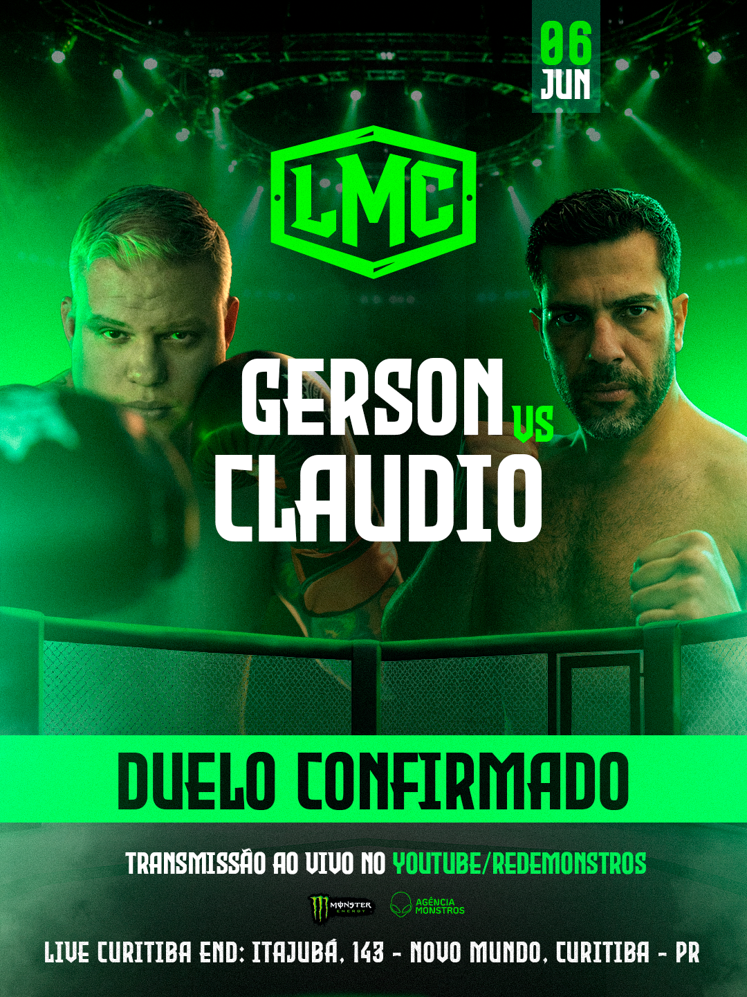 Luta Confirmada, Liga Monstro Combate, Curitiba 06 Jun 2026