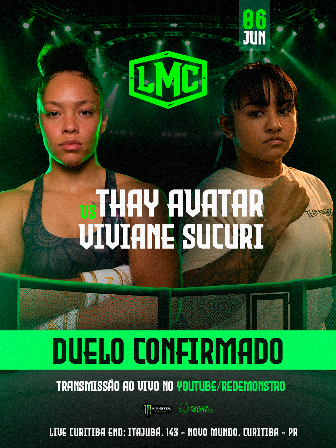 Junior Albini vs Lucas Camacho — Card Principal MMA, Liga Monstro Combate, Curitiba 06 Jun 2026