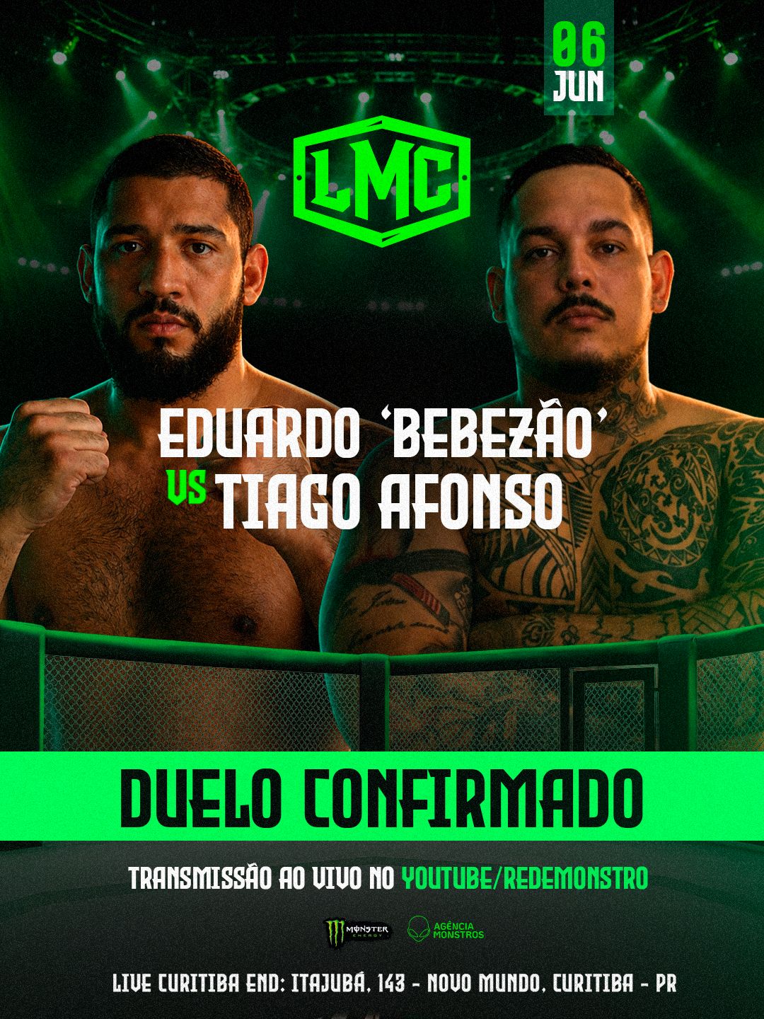 John Lineker vs Rogério Furtado — Card Principal Boxe, Liga Monstro Combate, Curitiba 06 Jun 2026