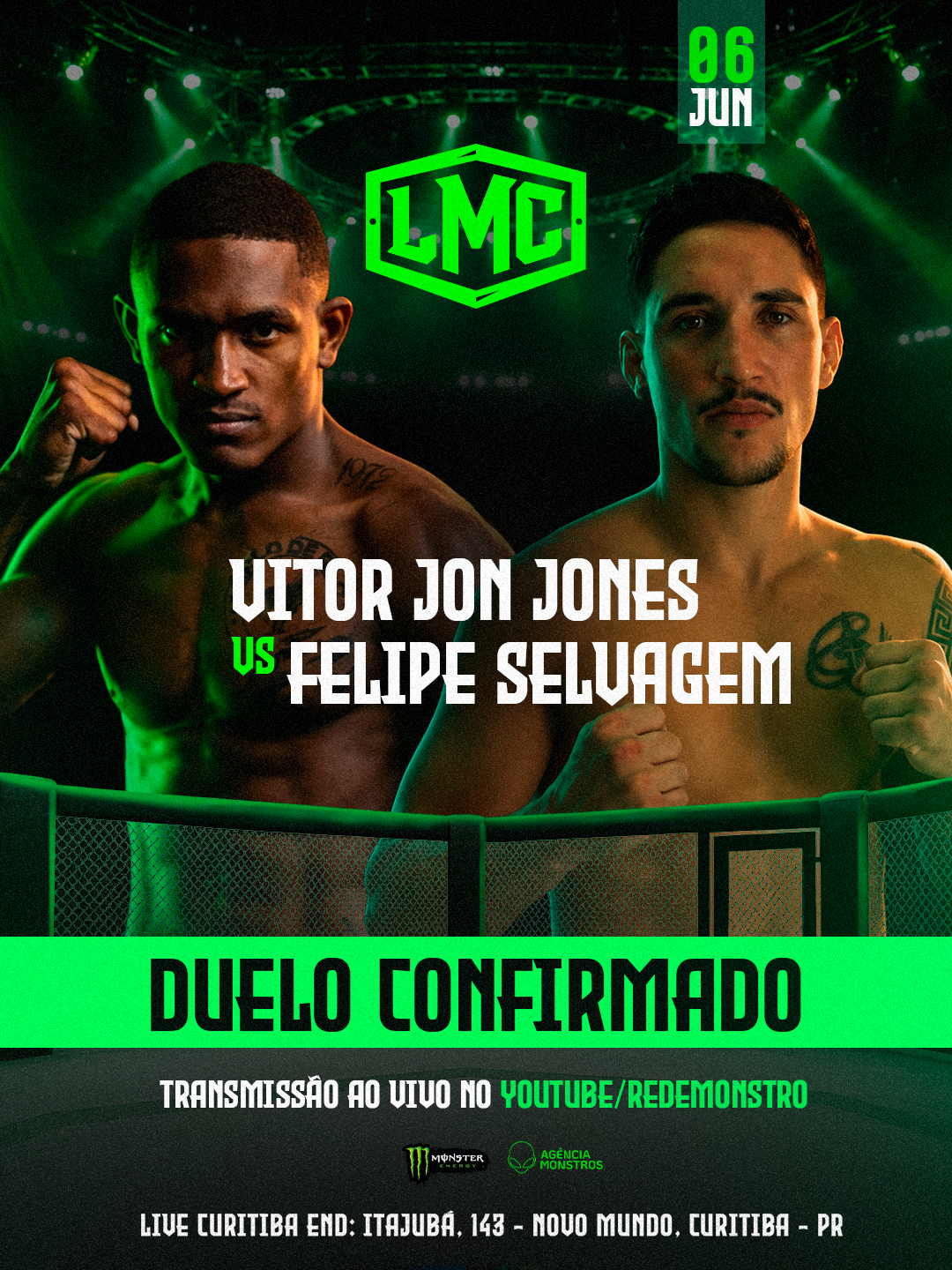 He-man Maromba vs Pobre Loco — Card Influenciadores Boxe, Liga Monstro Combate, Curitiba 06 Jun 2026