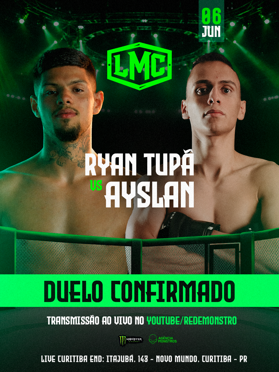 Hollywood vs Salim Chiboub — Card Influenciadores Boxe, Liga Monstro Combate, Curitiba 06 Jun 2026
