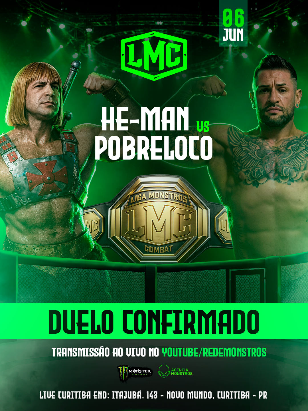 Luta Confirmada, Liga Monstro Combate, Curitiba 06 Jun 2026